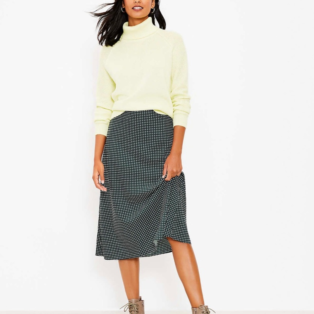 Loft Dotted Midi Skirt